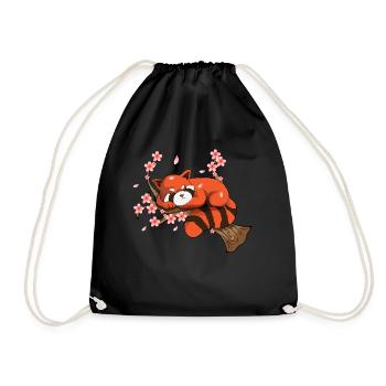 Red Panda Kirschblüten Baum Blume Japanisch Rosa - Turnbeutel - Schwarz - Vorne