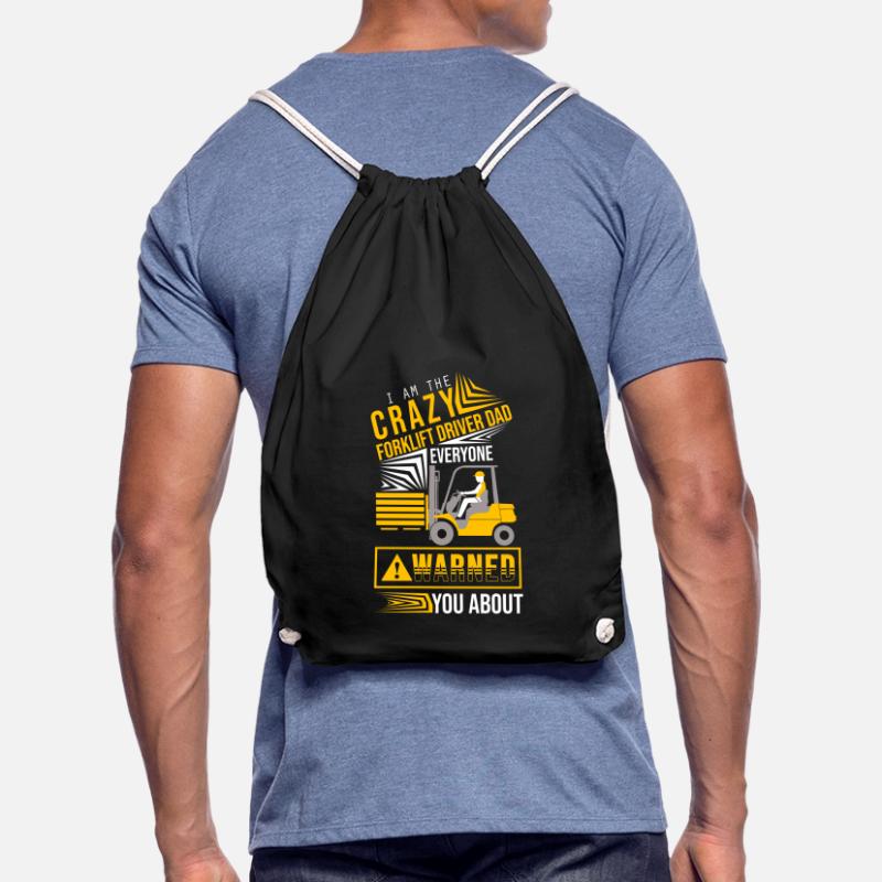 Crazy forklift driver Dad at work Drawstring Bag