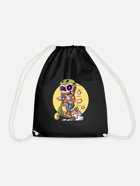 Skull scooter - Drawstring Bag - black