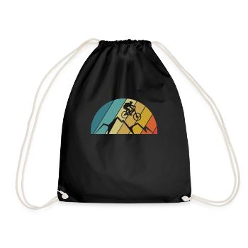 Vintage Retro Mountain Biker T-Shirt - Drawstring Bag - black - Front