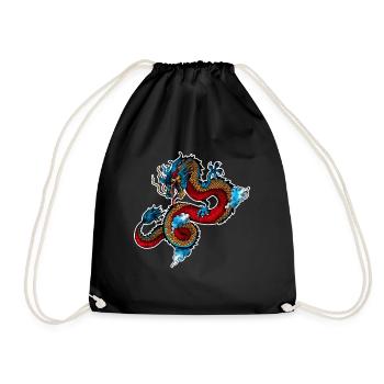 Japanese Dragon T-Shirt Gift Dragon - Drawstring Bag - black - Front