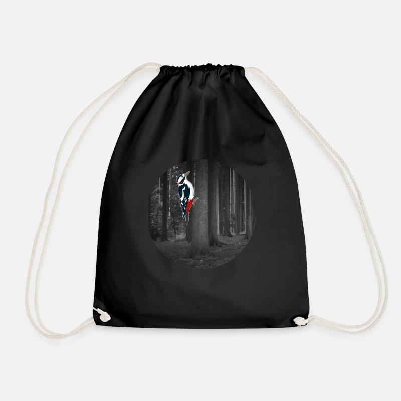 Specht Grafik Design T-Shirt Geschenk - Turnbeutel - Schwarz