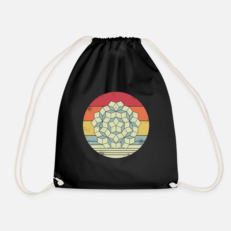 Penrose tiling Penrose Parquet Math Retro - Drawstring Bag - black