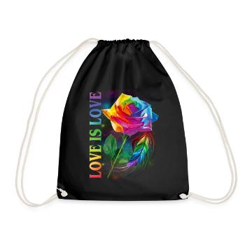 Love Is Love Rainbow Rose LGBT Awareness - Turnbeutel - Schwarz - Vorne