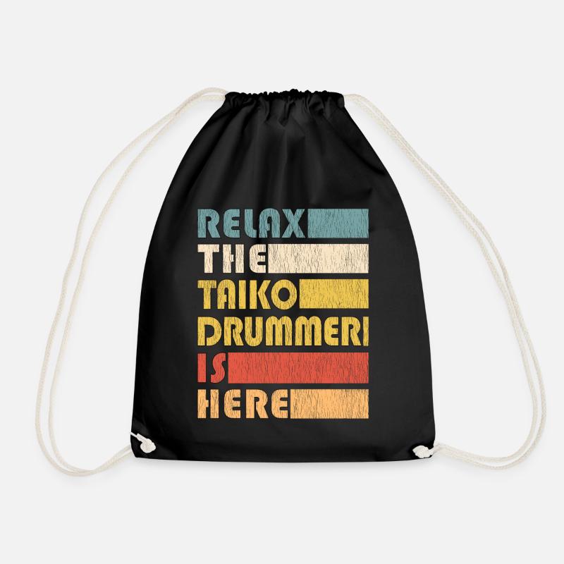 Taiko Drummer Vintage Trommel Instrument Geschenk - Turnbeutel - Schwarz