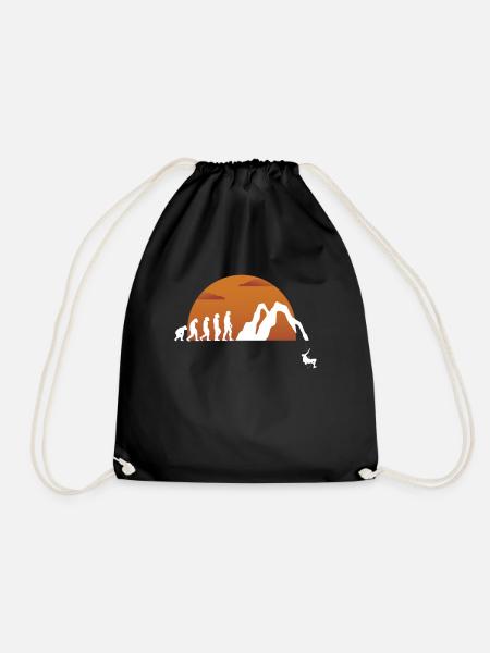 Evolution Höhlenforscher Geschenk - Turnbeutel - Schwarz