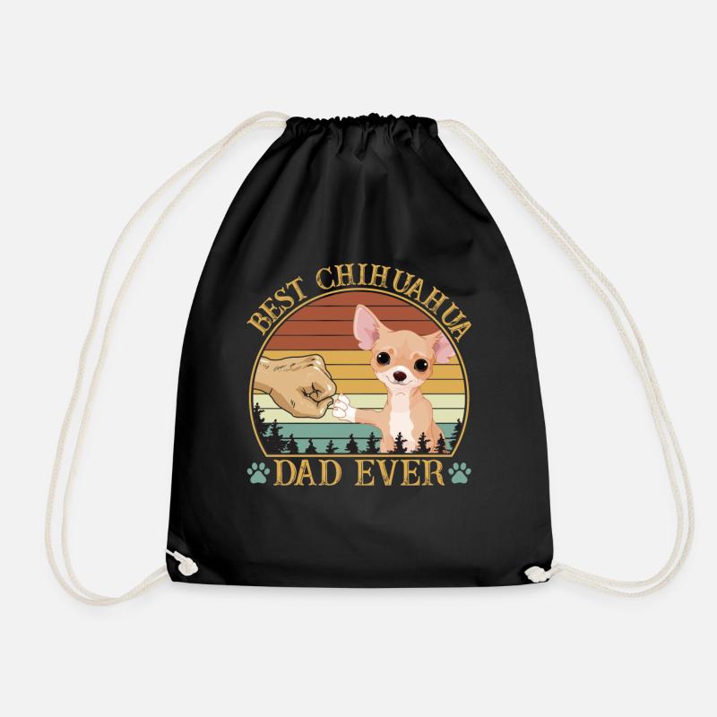 Best Chihuahua Dad Ever Vintage Retro Sunset - Turnbeutel - Schwarz