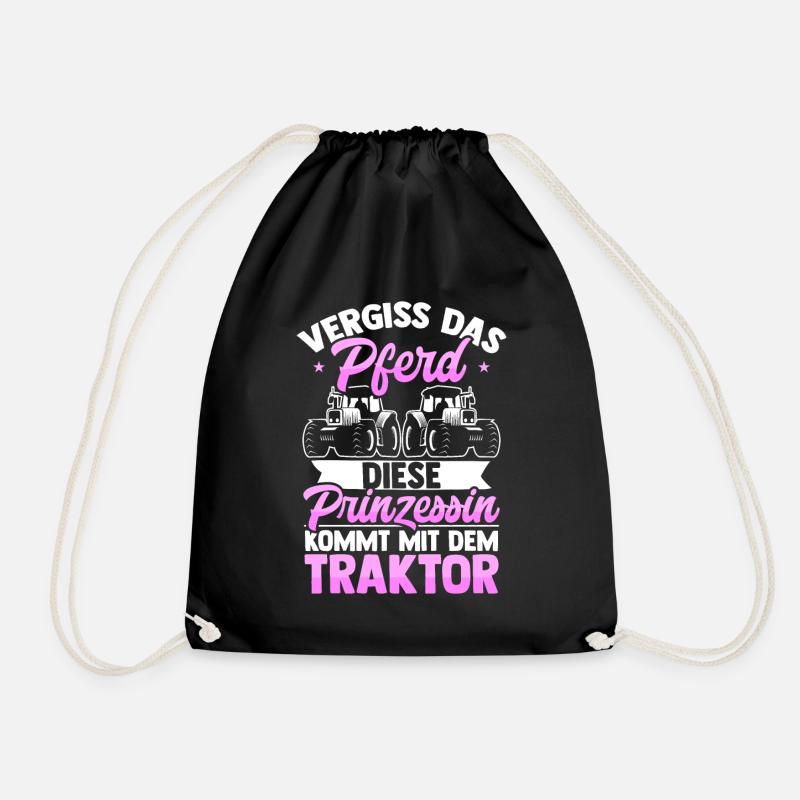 Vergiss Das Pferd Traktor Trecker Bäuerin Geschenk - Turnbeutel - Schwarz