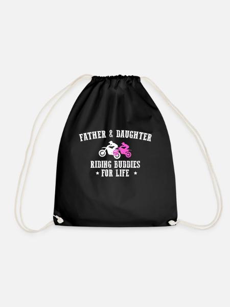 Father & Daughter Riding Buddies For Life - Drawstring Bag - black