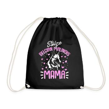 Stolze Belgian Malinois Mama Hunde Geschenk - Turnbeutel - Schwarz - Vorne