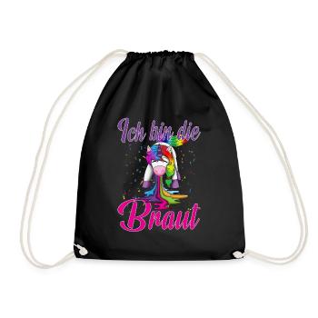 Ich bin die Braut Fabel Einhorn Hochzeit Party Fan - Turnbeutel - Schwarz - Vorne