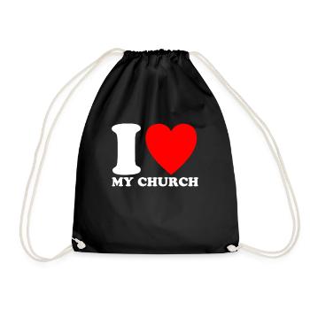 I Love My Church curé T-shirt cadeau - Sac de sport léger - noir - Devant
