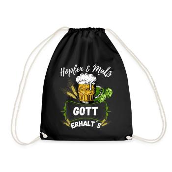 Hopfen & Malz Gott Erhalt´s Lustig Bier Bayern - Turnbeutel - Schwarz - Vorne