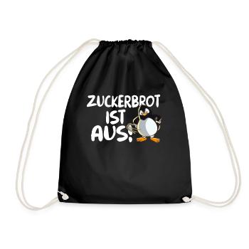 Lustiger Pinguin mit Peitsche Zuckerbrot ist aus - Turnbeutel - Schwarz - Vorne