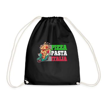Pizza Pasta Italia Pizza Stück auf Italienschen - Turnbeutel - Schwarz - Vorne
