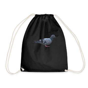 Pigeons graphic t-shirt gift - Drawstring Bag - black - Front