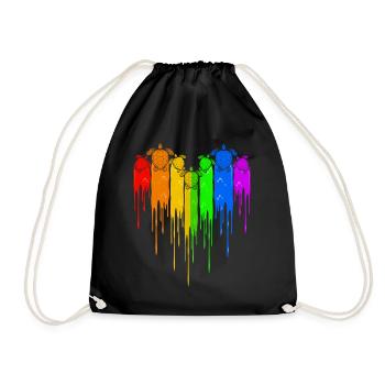 Turtles LGBT Rainbow Heart - Drawstring Bag - black - Front
