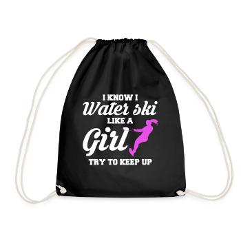 I Know I Waterski Like A Girl Gift - Drawstring Bag - black - Front