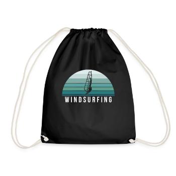 Vintage Retro Windsurfer Geschenk - Turnbeutel - Schwarz - Vorne