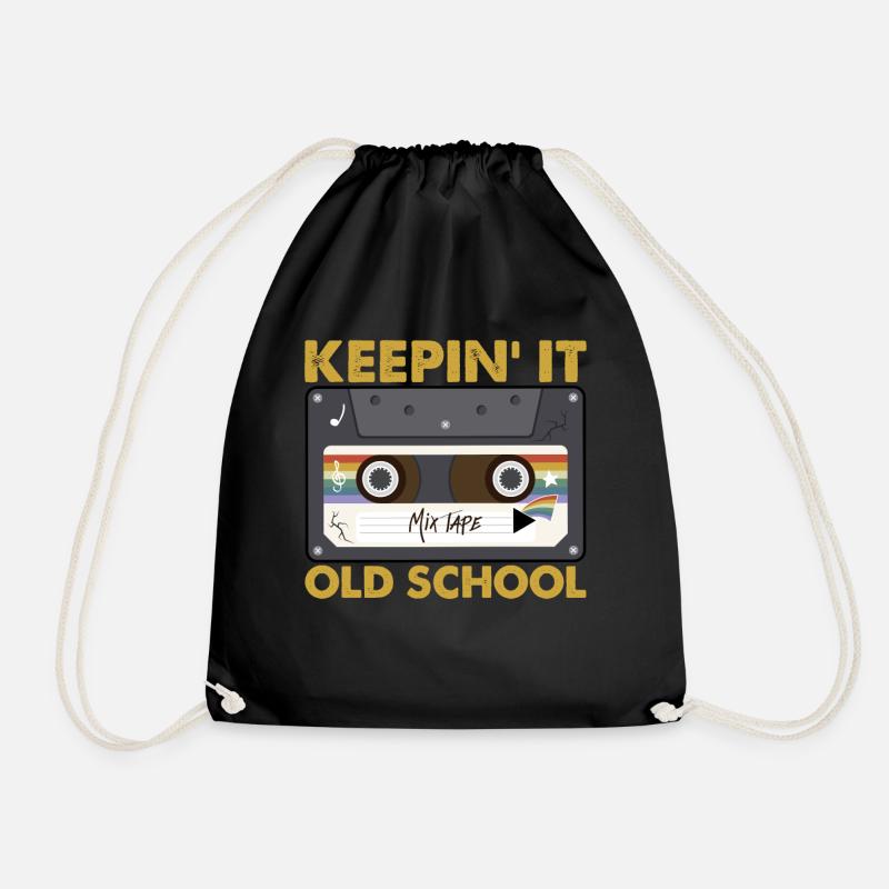 Keepin' It Old School Mix Tape - Drawstring Bag - black