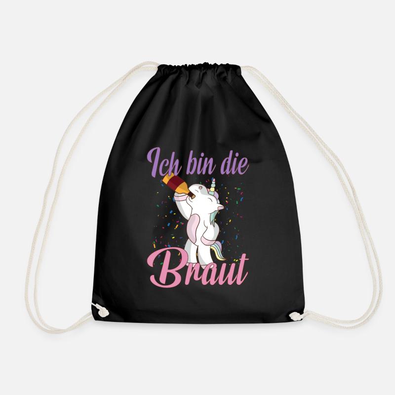 Fabel Einhorn Ich bin die Braut Hochzeit Party - Turnbeutel - Schwarz