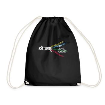 Live Love Kayak T-Shirt Canoeist - Drawstring Bag - black - Front
