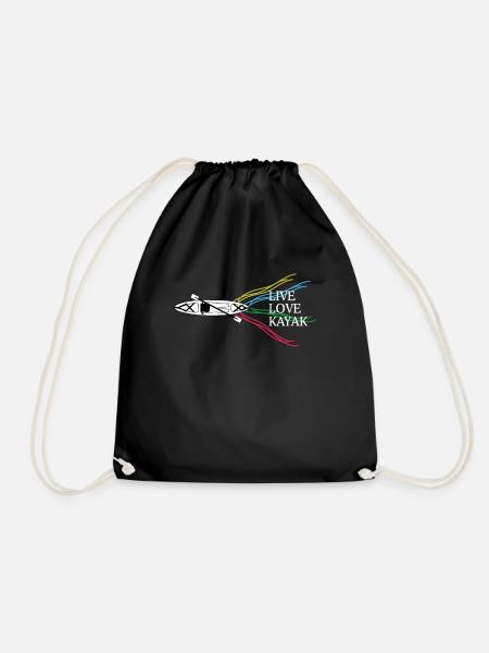 Live Love Kayak T-Shirt Kanufahrer - Turnbeutel - Schwarz