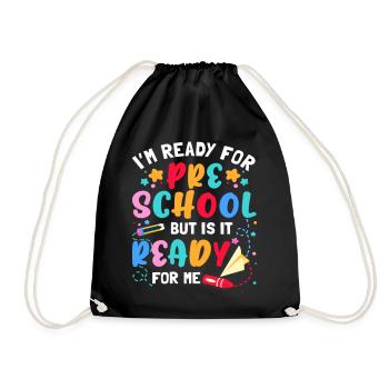 1st Day of Preschool Pre-K First Day of School - Drawstring Bag - black - Front