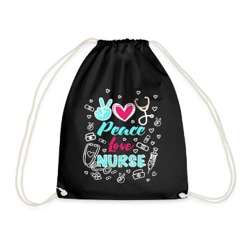 Peace Love Nurse Funny RN Nurse Practitioner - Turnbeutel - Schwarz - Vorne