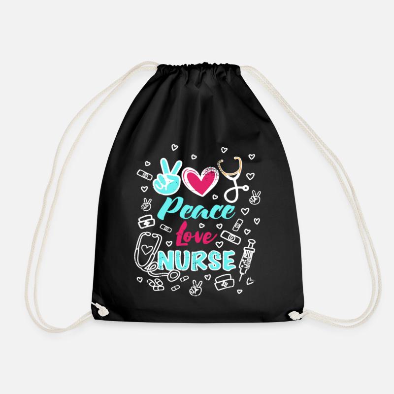Peace Love Nurse Funny RN Nurse Practitioner - Sac de sport léger - noir