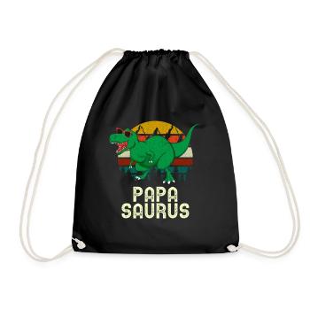 Papa Saurus Rex Papa Dinosaur Papasaurus - Drawstring Bag - black - Front