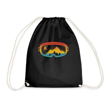 Ski-Brille Snowboarder Vintage Geschenk Berge - Turnbeutel - Schwarz - Vorne