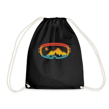 Vintage Rétro skieur cadeau lunettes de ski - Sac de sport léger - noir - Devant