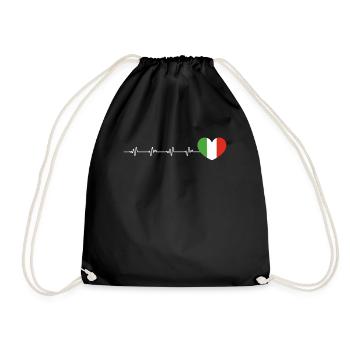Herzschlag Herzlinie Herzfrequenz Italien Flagge - Turnbeutel - Schwarz - Vorne