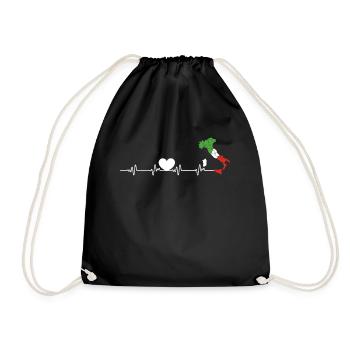 Herzschlag Herzlinie Herzfrequenz Italien Stiefel - Turnbeutel - Schwarz - Vorne