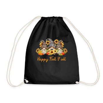 Happy Fall Y'all Gnomes Sunflowers - Turnbeutel - Schwarz - Vorne
