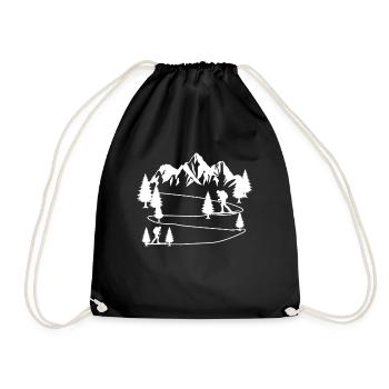 Ski touring touring ski gift - Drawstring Bag - black - Front