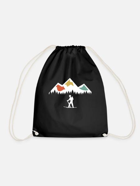 Vintage Retro Berg Tourenski Skitouren - Turnbeutel - Schwarz