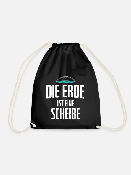 Flat Earth Flache Erde Anhänger Flat Earthler - Turnbeutel - Schwarz