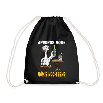 Apropos Möwe Möwie noch een? Norddeutscher Bier - Turnbeutel - Schwarz - Vorne