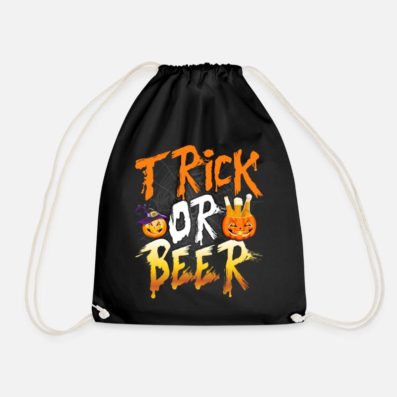 Halloween Trick Or Beer - Drawstring Bag - black