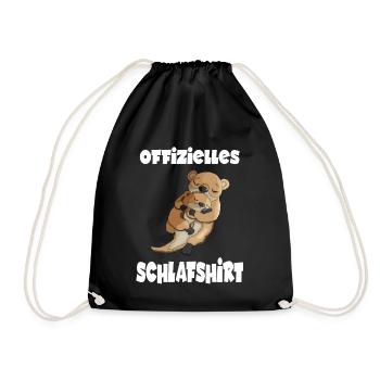 Offizielles Schlafshirt Schlafanzug Pyjama Otter - Turnbeutel - Schwarz - Vorne