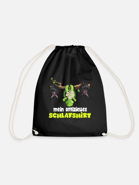 Pyjama Nachthemd Schildkröte Morgenmuffel Schlafen - Turnbeutel - Schwarz
