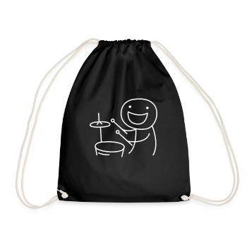 Schlagzeug Schlagzeuger Musiker Band Geschenk - Turnbeutel - Schwarz - Vorne