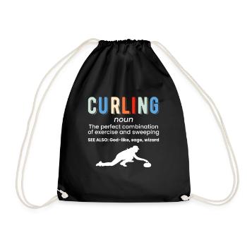 Curling Definition Eisstockschießen - Turnbeutel - Schwarz - Vorne