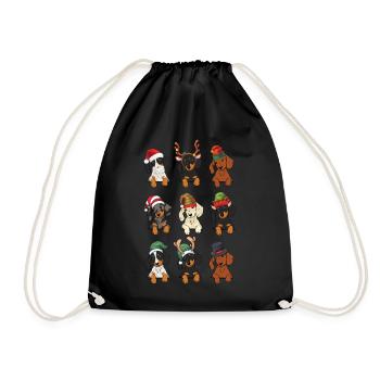 Dachshund Christmas Costume - Turnbeutel - Schwarz - Vorne