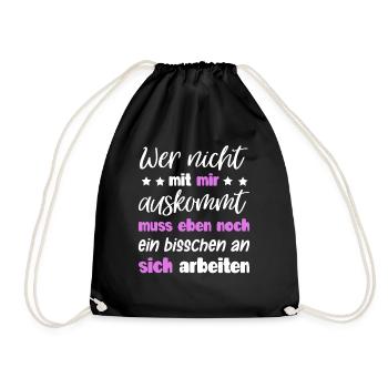 Lustiger Spruch Frauen Mädchen Damen Geschenk - Turnbeutel - Schwarz - Vorne