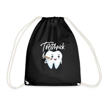 Zahnarzt Zahn Zahnärztin Dentist Zähne Geschenk - Turnbeutel - Schwarz - Vorne