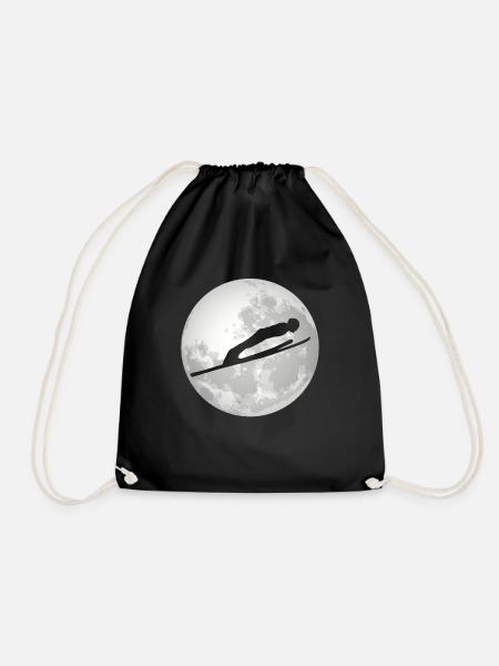 Skispringer Mond Geschenk - Turnbeutel - Schwarz