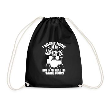 Schlagzeug Schlagzeuger Musiker Band Geschenk - Turnbeutel - Schwarz - Vorne